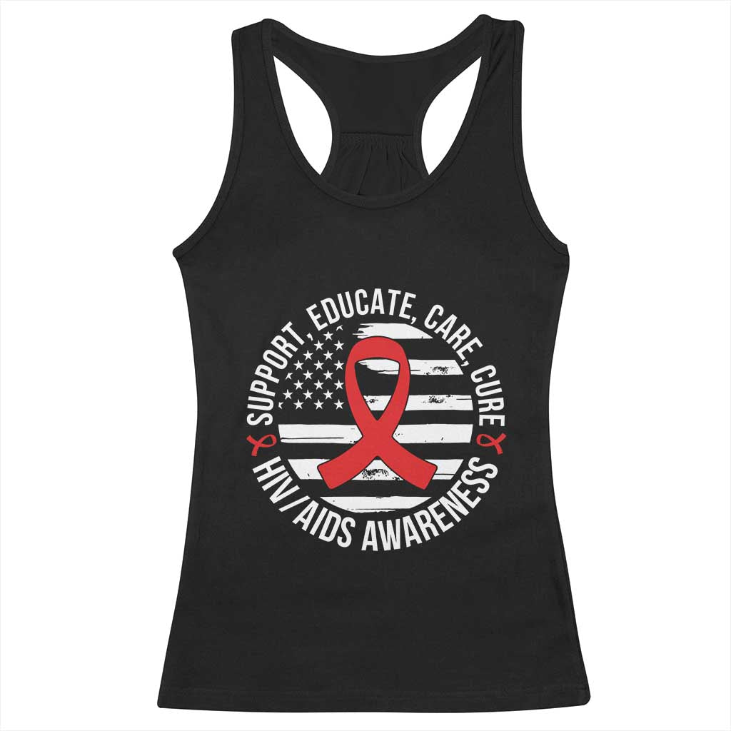 Support Educate Care Cure HIV Awareness Month Gift Racerback Tank Top - Wonder Print Shop