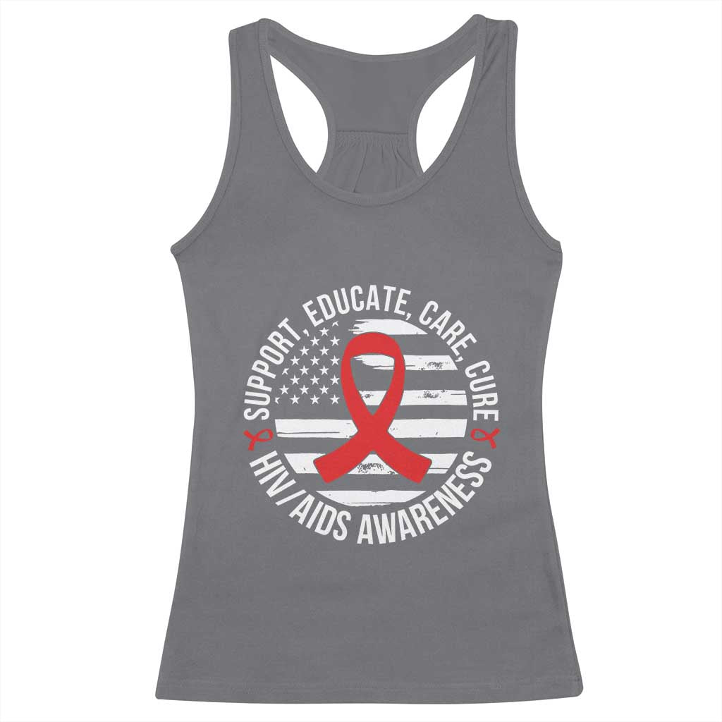 Support Educate Care Cure HIV Awareness Month Gift Racerback Tank Top - Wonder Print Shop