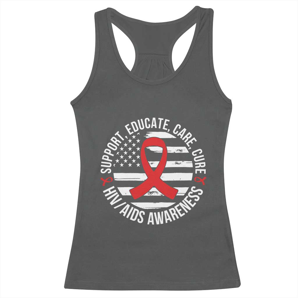 Support Educate Care Cure HIV Awareness Month Gift Racerback Tank Top - Wonder Print Shop