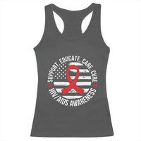 Support Educate Care Cure HIV Awareness Month Gift Racerback Tank Top - Wonder Print Shop