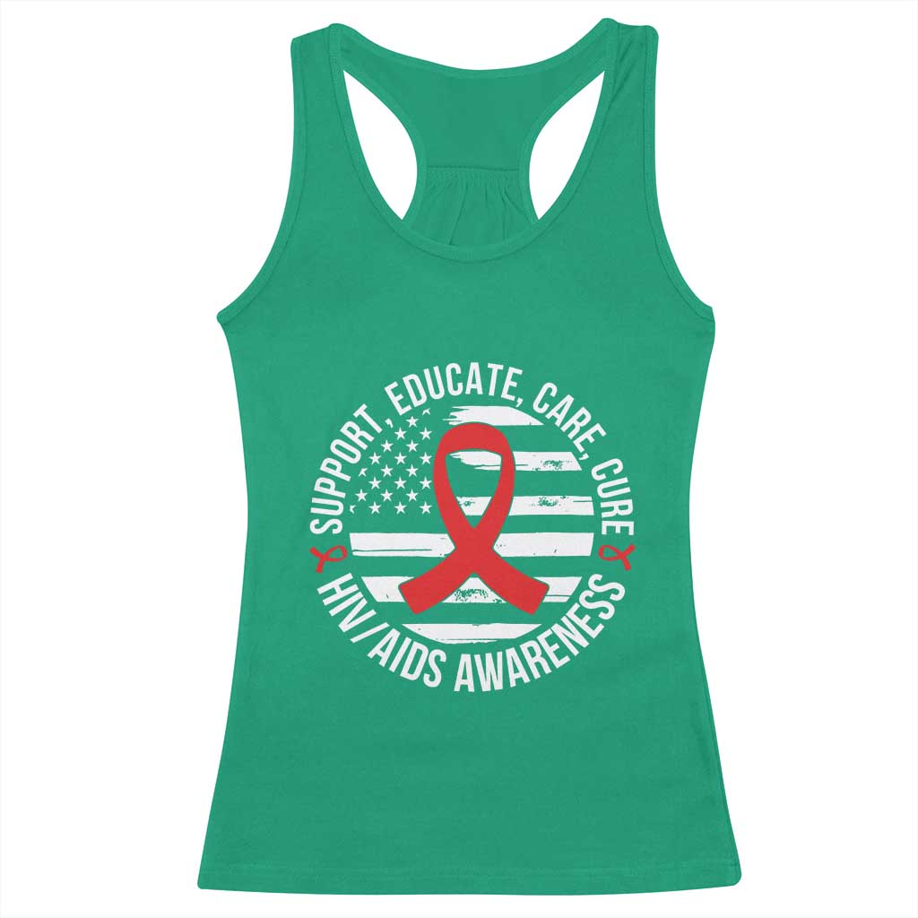 Support Educate Care Cure HIV Awareness Month Gift Racerback Tank Top - Wonder Print Shop