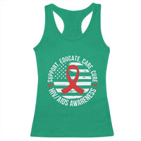 Support Educate Care Cure HIV Awareness Month Gift Racerback Tank Top - Wonder Print Shop
