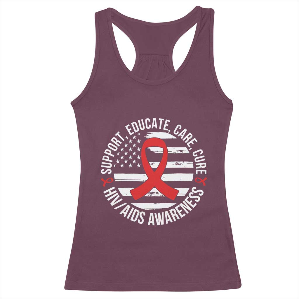 Support Educate Care Cure HIV Awareness Month Gift Racerback Tank Top - Wonder Print Shop