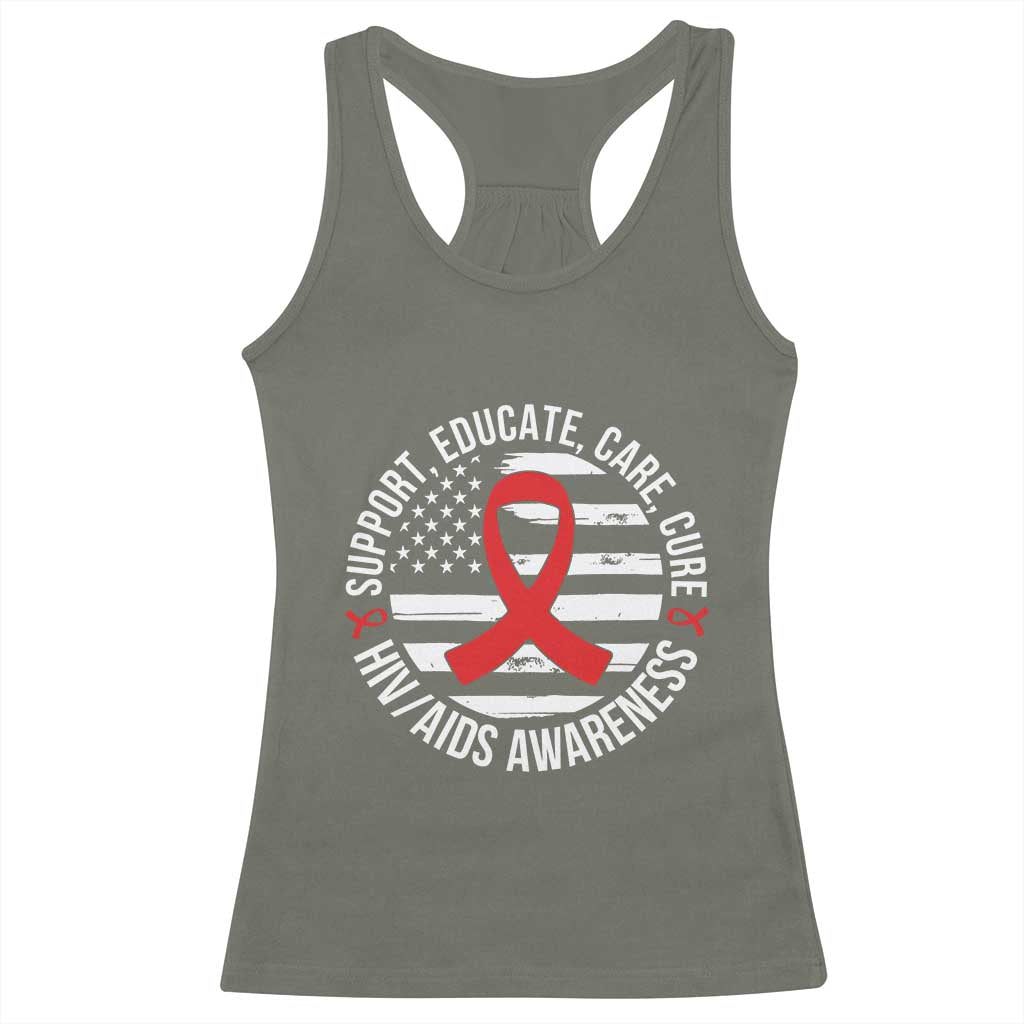 Support Educate Care Cure HIV Awareness Month Gift Racerback Tank Top - Wonder Print Shop