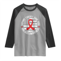 Support Educate Care Cure HIV Awareness Month Gift Raglan Shirt - Wonder Print Shop