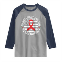 Support Educate Care Cure HIV Awareness Month Gift Raglan Shirt - Wonder Print Shop