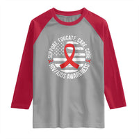 Support Educate Care Cure HIV Awareness Month Gift Raglan Shirt - Wonder Print Shop