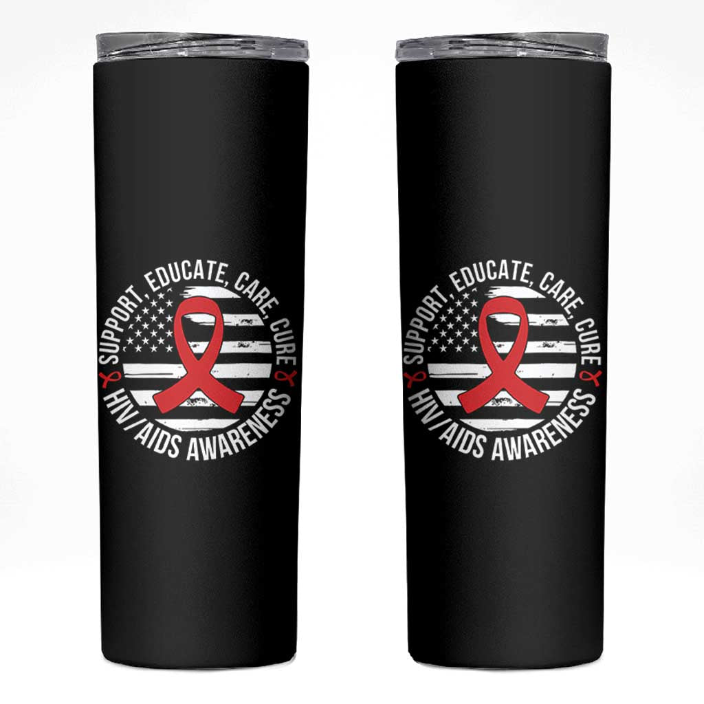 Support Educate Care Cure HIV Awareness Month Gift Skinny Tumbler - Wonder Print Shop
