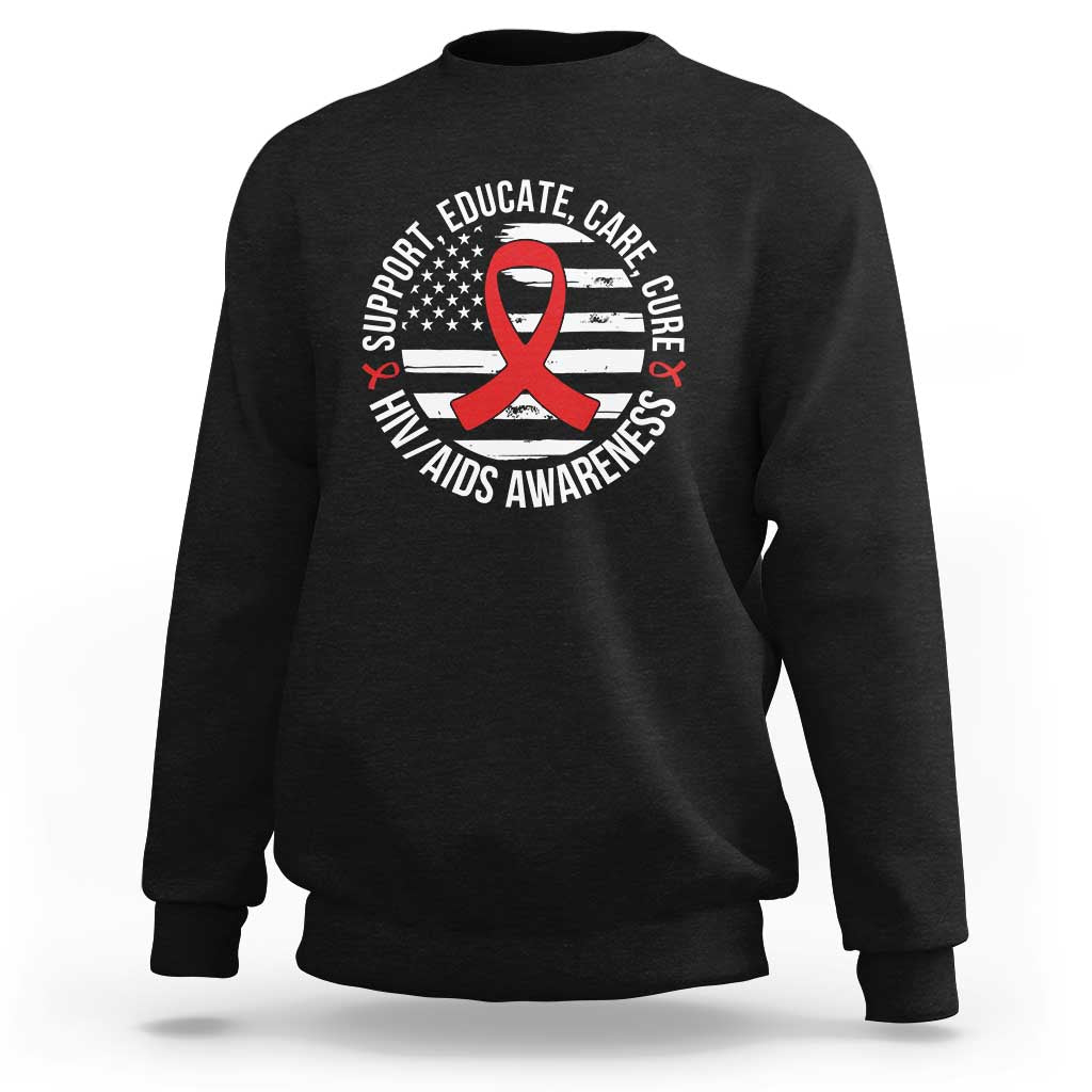 Support Educate Care Cure HIV Awareness Month Gift Sweatshirt - Wonder Print Shop