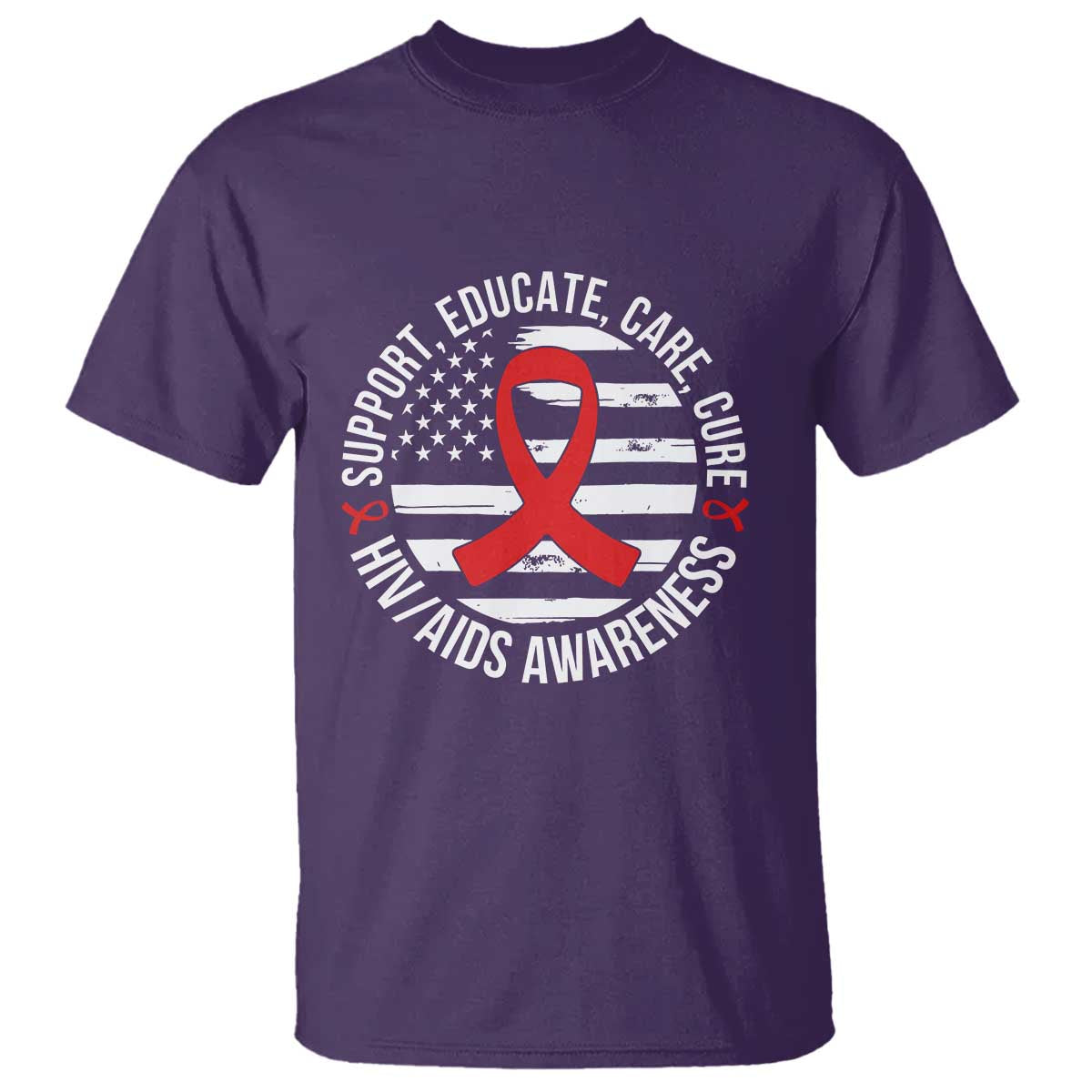 Support Educate Care Cure HIV Awareness Month Gift T Shirt - Wonder Print Shop