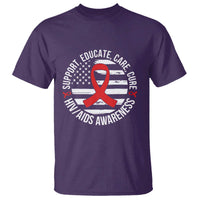 Support Educate Care Cure HIV Awareness Month Gift T Shirt - Wonder Print Shop