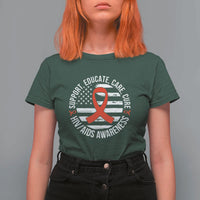 Support Educate Care Cure HIV Awareness Month Gift T Shirt For Women - Wonder Print Shop