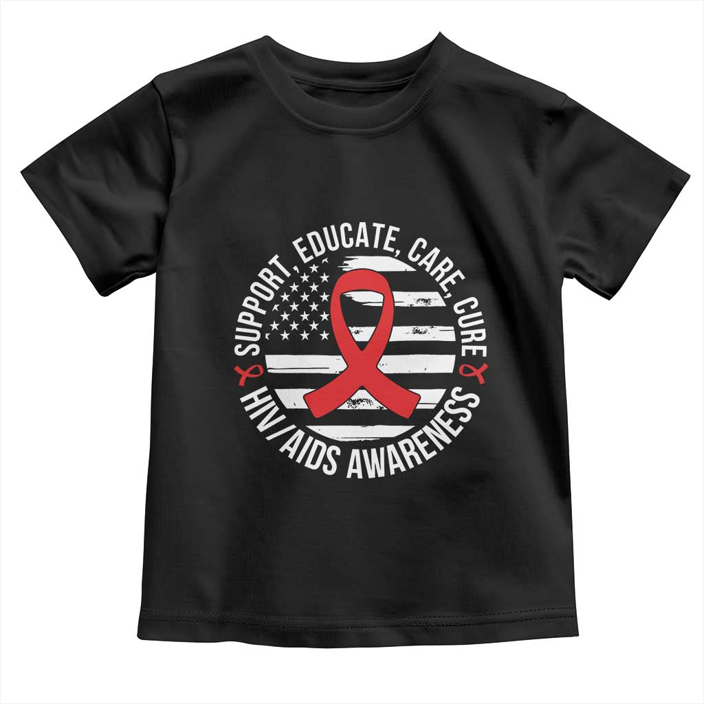 Support Educate Care Cure HIV Awareness Month Gift Toddler T Shirt - Wonder Print Shop