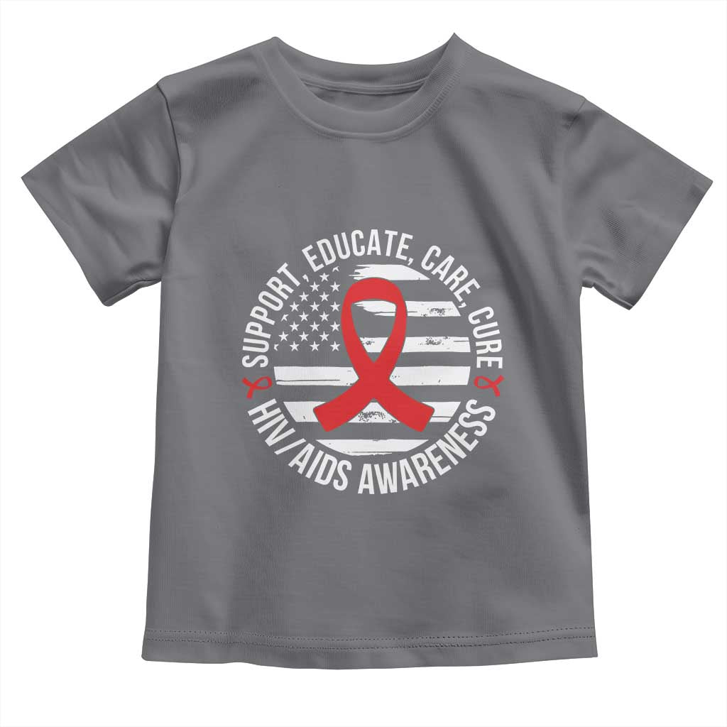 Support Educate Care Cure HIV Awareness Month Gift Toddler T Shirt - Wonder Print Shop