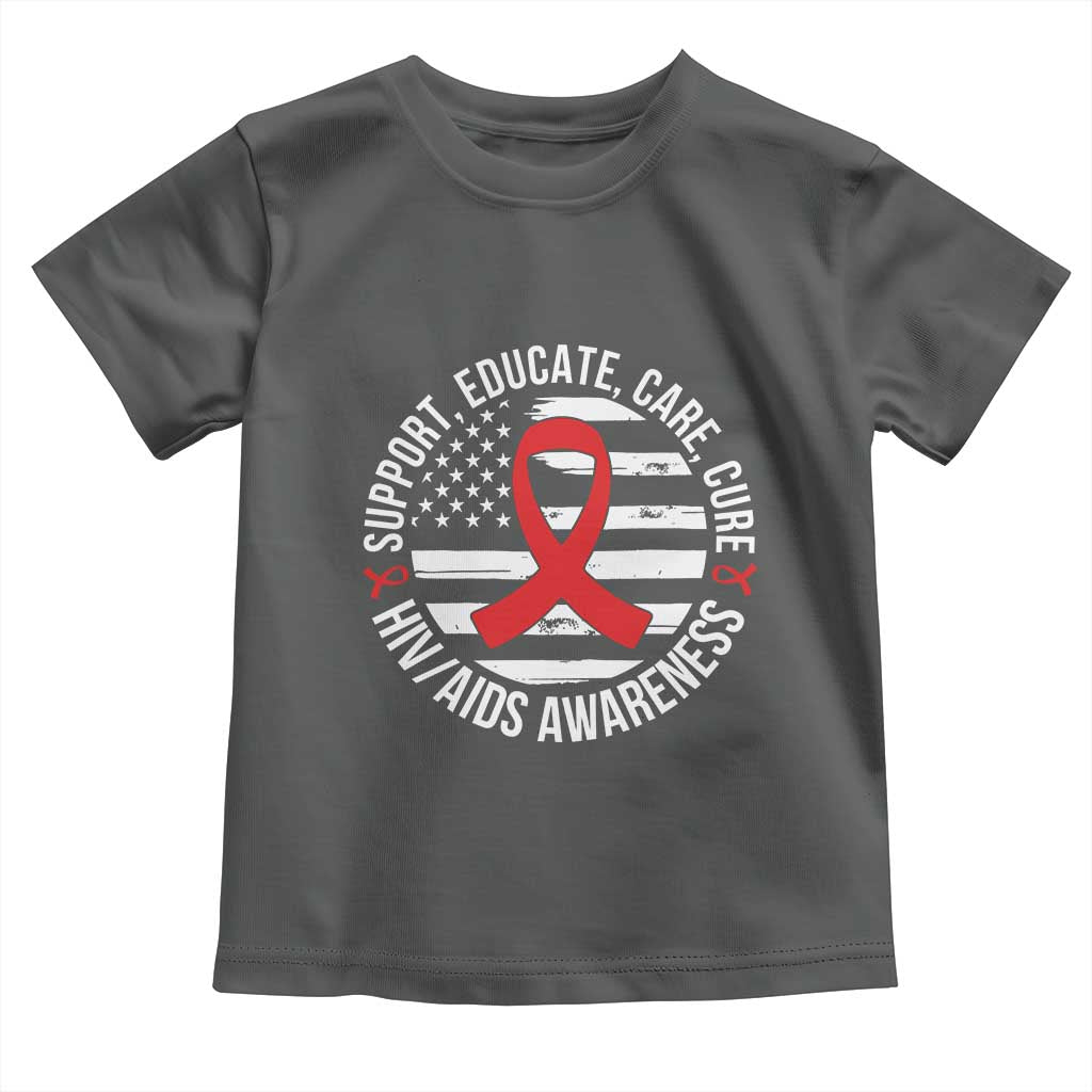 Support Educate Care Cure HIV Awareness Month Gift Toddler T Shirt - Wonder Print Shop