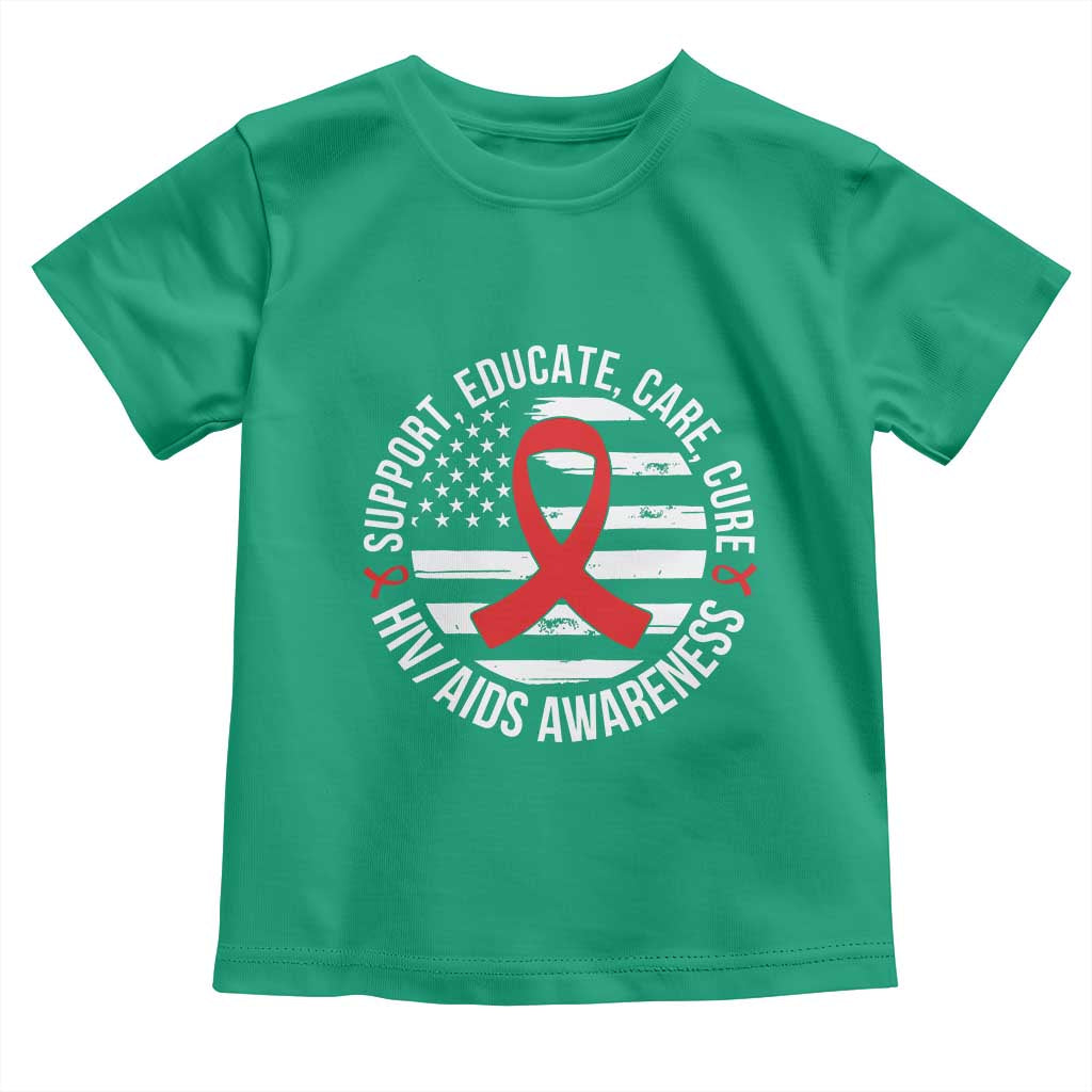 Support Educate Care Cure HIV Awareness Month Gift Toddler T Shirt - Wonder Print Shop
