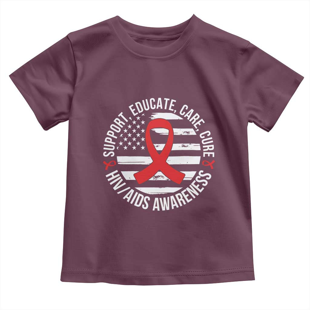 Support Educate Care Cure HIV Awareness Month Gift Toddler T Shirt - Wonder Print Shop