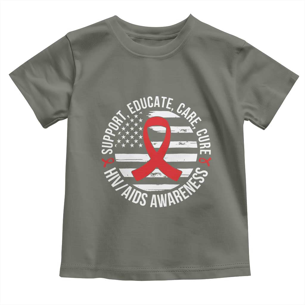 Support Educate Care Cure HIV Awareness Month Gift Toddler T Shirt - Wonder Print Shop