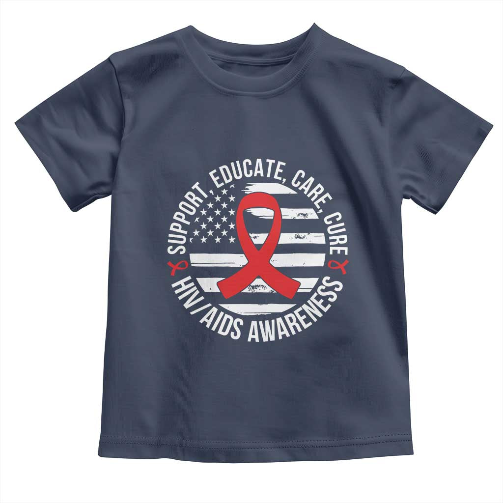 Support Educate Care Cure HIV Awareness Month Gift Toddler T Shirt - Wonder Print Shop