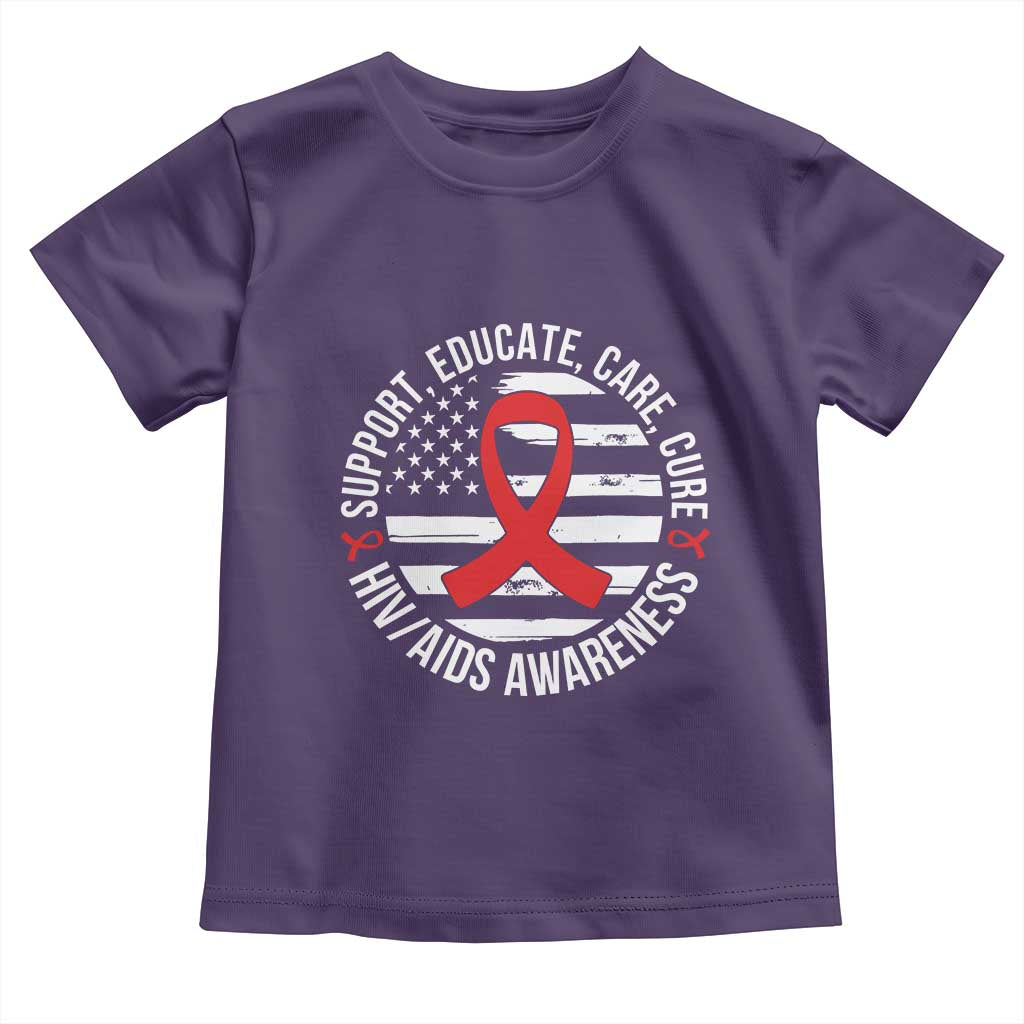 Support Educate Care Cure HIV Awareness Month Gift Toddler T Shirt - Wonder Print Shop