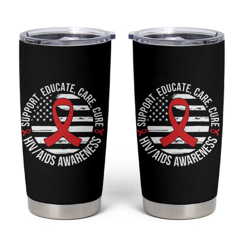 Support Educate Care Cure HIV Awareness Month Gift Tumbler Cup - Wonder Print Shop
