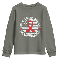 Support Educate Care Cure HIV Awareness Month Gift Youth Sweatshirt - Wonder Print Shop