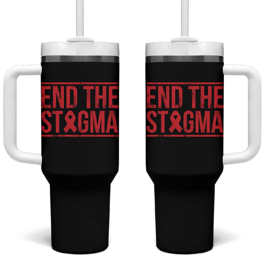 HIV Awareness End The Stigma Tumbler With Handle Support Empowerment Gift - Wonder Print Shop