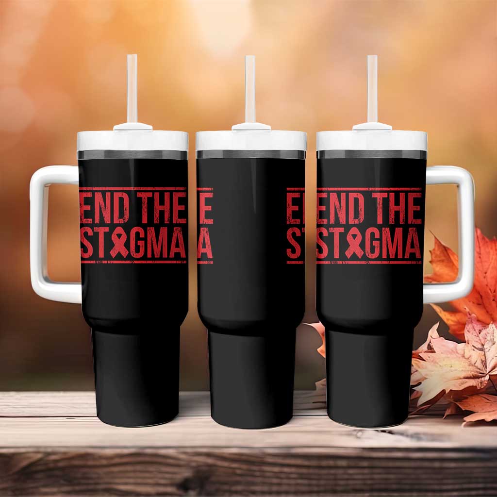 HIV Awareness End The Stigma Tumbler With Handle Support Empowerment Gift - Wonder Print Shop