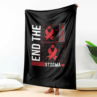 End The Stigma HIV Awareness Throw Blanket Red Ribbon Gift - Wonder Print Shop