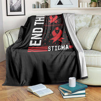 End The Stigma HIV Awareness Throw Blanket Red Ribbon Gift - Wonder Print Shop