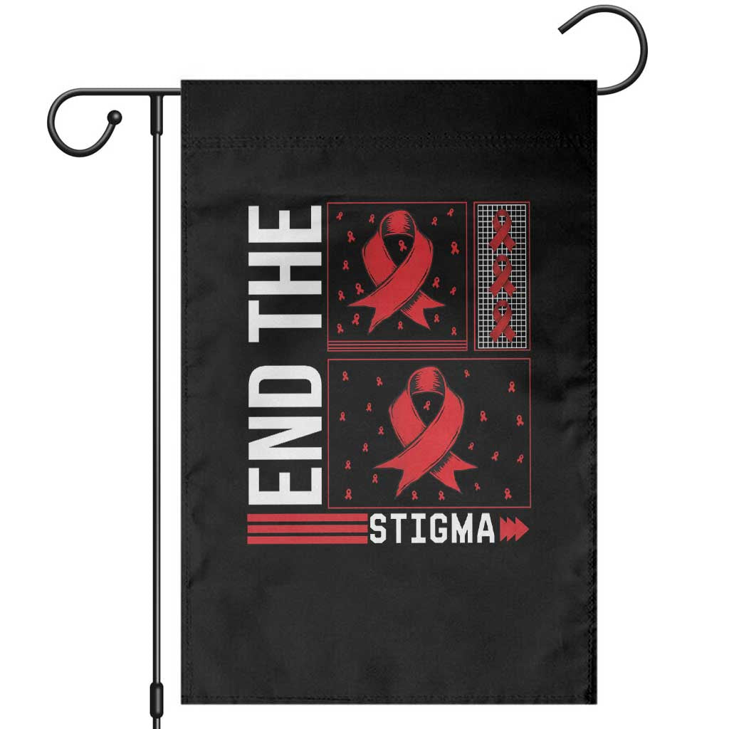 End The Stigma HIV Awareness Garden Flag Red Ribbon Gift - Wonder Print Shop