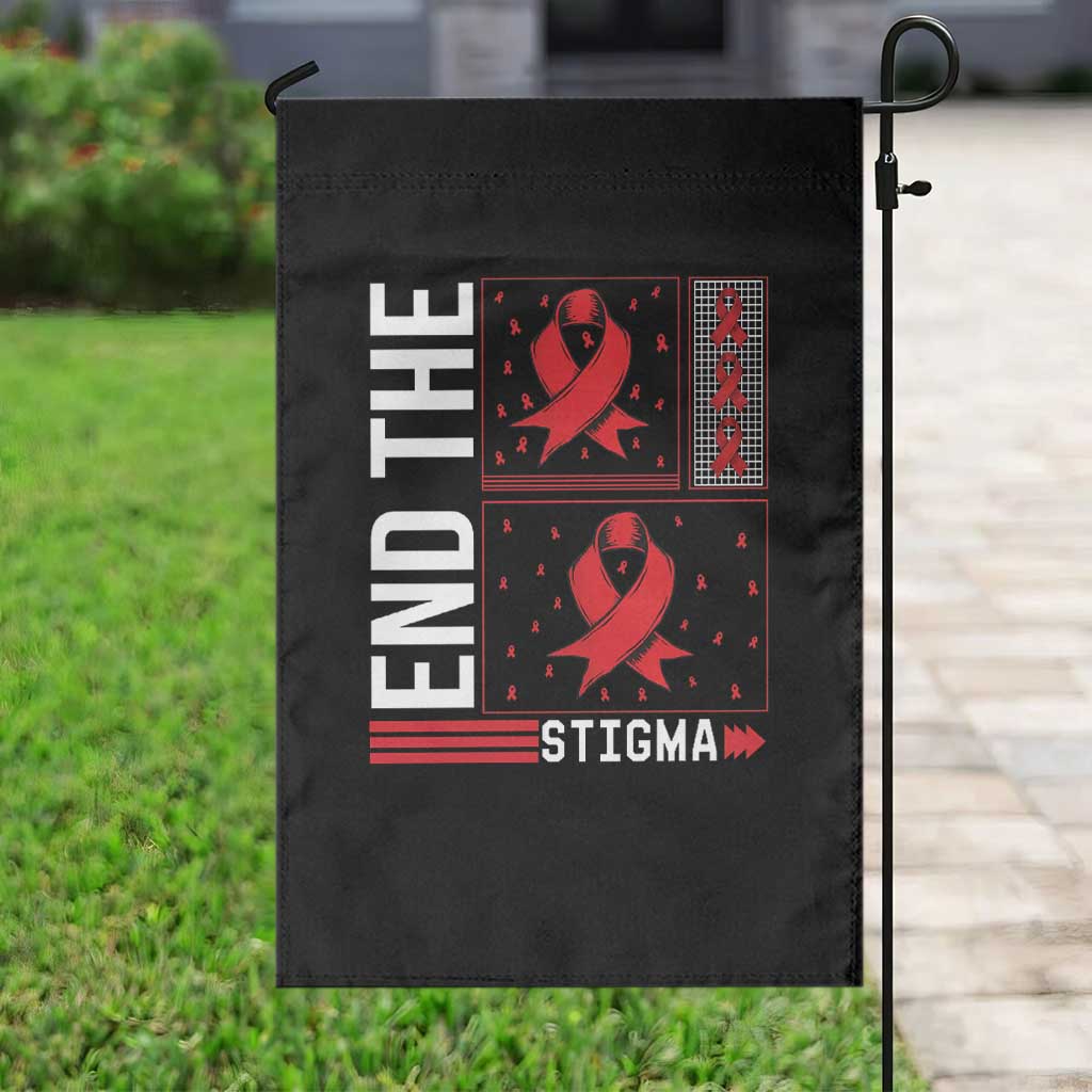 End The Stigma HIV Awareness Garden Flag Red Ribbon Gift - Wonder Print Shop
