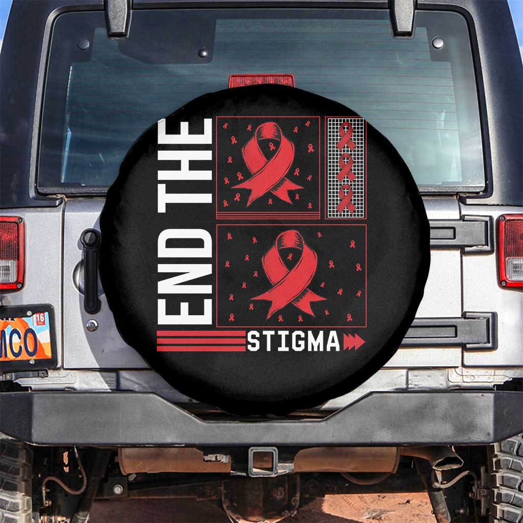End The Stigma HIV Awareness Spare Tire Cover Red Ribbon Gift - Wonder Print Shop