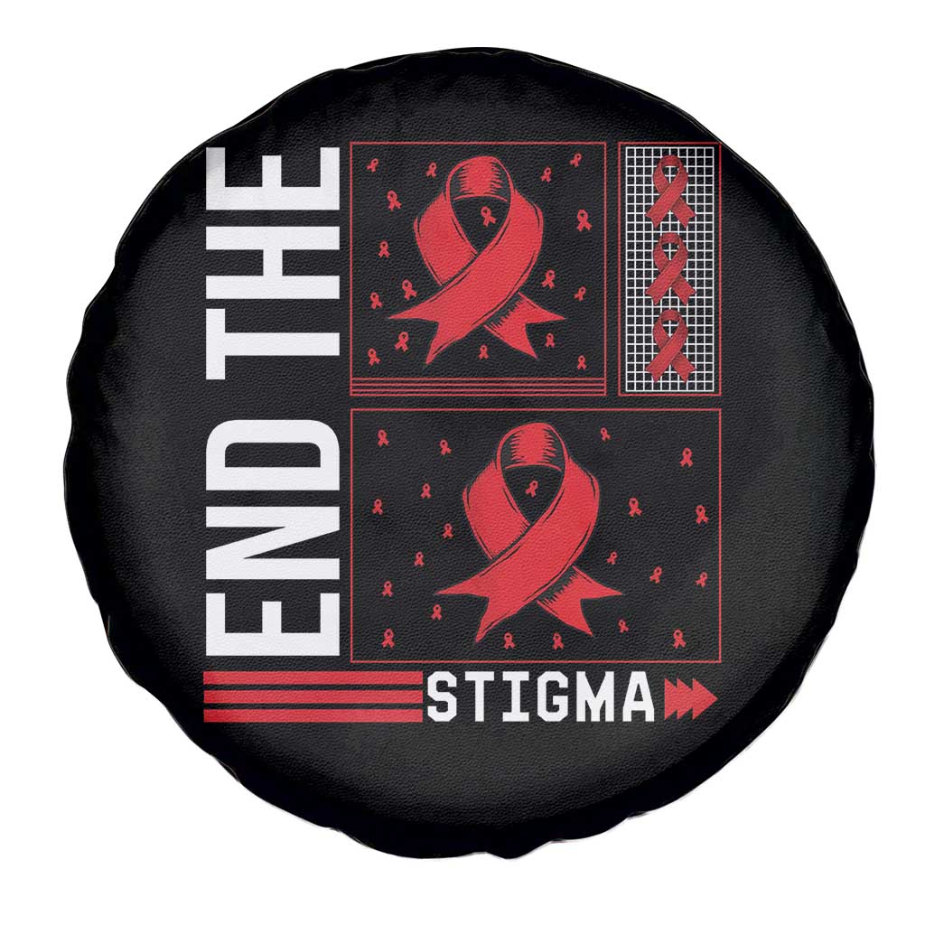 End The Stigma HIV Awareness Spare Tire Cover Red Ribbon Gift - Wonder Print Shop