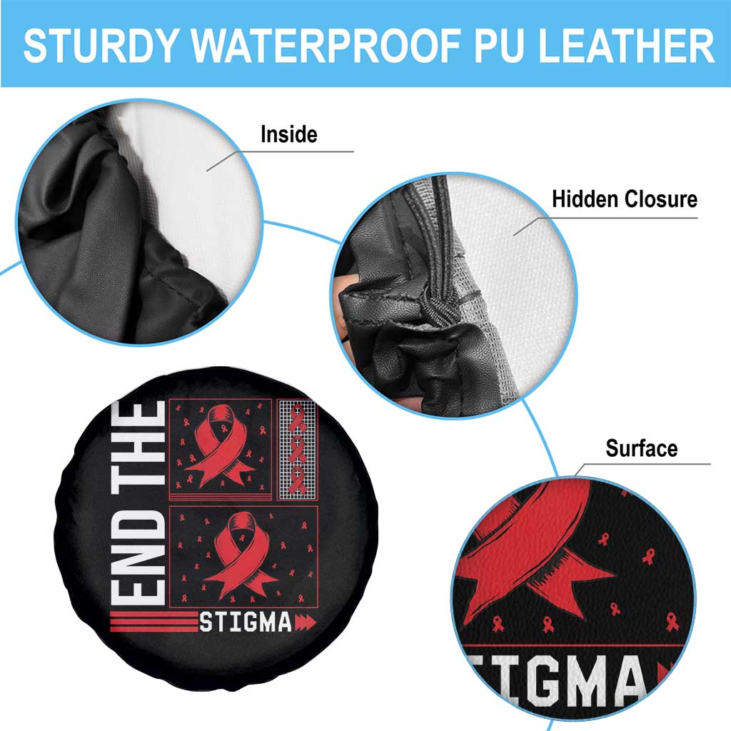 End The Stigma HIV Awareness Spare Tire Cover Red Ribbon Gift - Wonder Print Shop