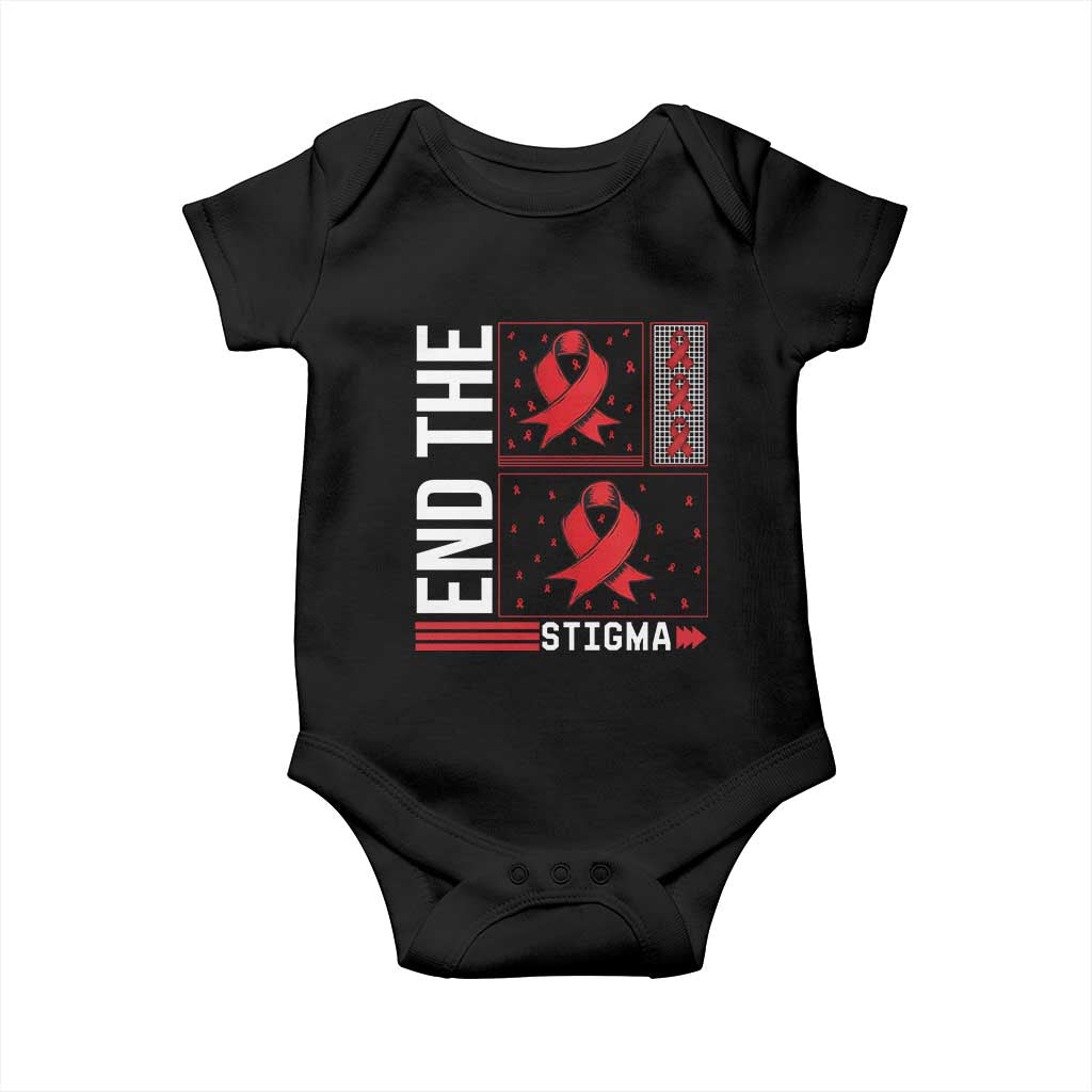 End The Stigma HIV Awareness Baby Onesie Red Ribbon Gift - Wonder Print Shop