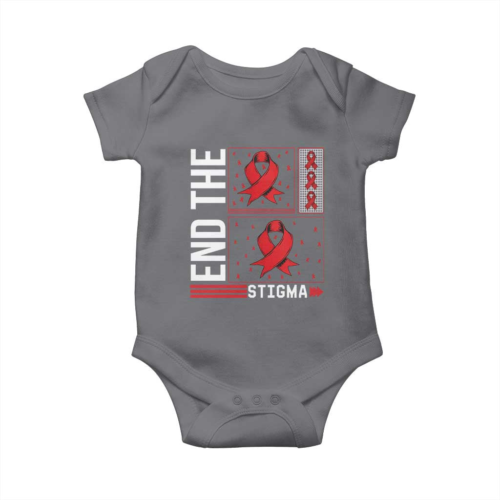 End The Stigma HIV Awareness Baby Onesie Red Ribbon Gift - Wonder Print Shop