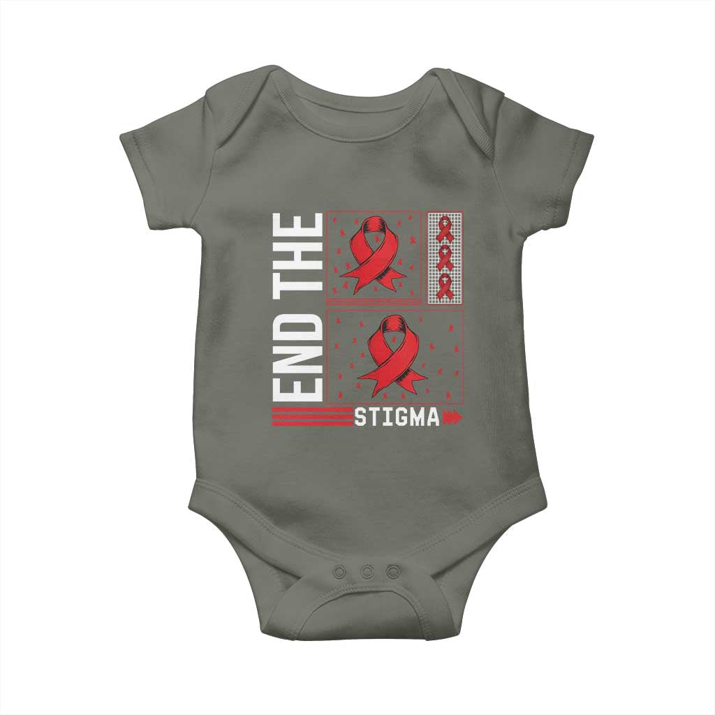 End The Stigma HIV Awareness Baby Onesie Red Ribbon Gift - Wonder Print Shop