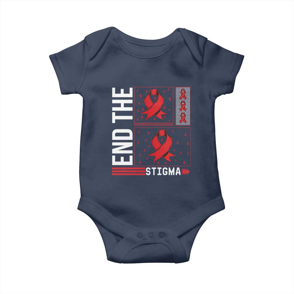 End The Stigma HIV Awareness Baby Onesie Red Ribbon Gift - Wonder Print Shop