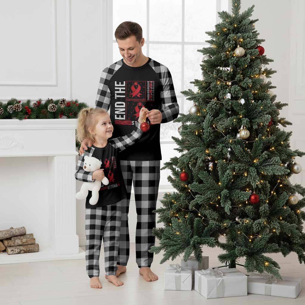 End The Stigma HIV Awareness Plaid Pajama Set Red Ribbon Gift - Wonder Print Shop