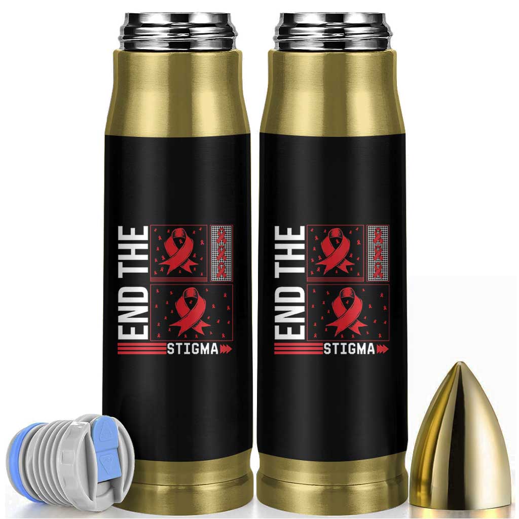 End The Stigma HIV Awareness Bullet Tumbler Red Ribbon Gift - Wonder Print Shop