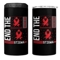 End The Stigma HIV Awareness 4 in 1 Can Cooler Tumbler Red Ribbon Gift - Wonder Print Shop