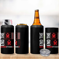 End The Stigma HIV Awareness 4 in 1 Can Cooler Tumbler Red Ribbon Gift - Wonder Print Shop