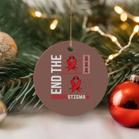 End The Stigma HIV Awareness Ceramic Ornament Red Ribbon Gift - Wonder Print Shop