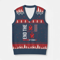End The Stigma HIV Awareness V-Neck Knit Sweater Vest Red Ribbon Gift - Wonder Print Shop