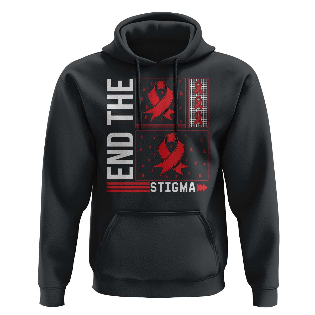 End The Stigma HIV Awareness Hoodie Red Ribbon Gift - Wonder Print Shop