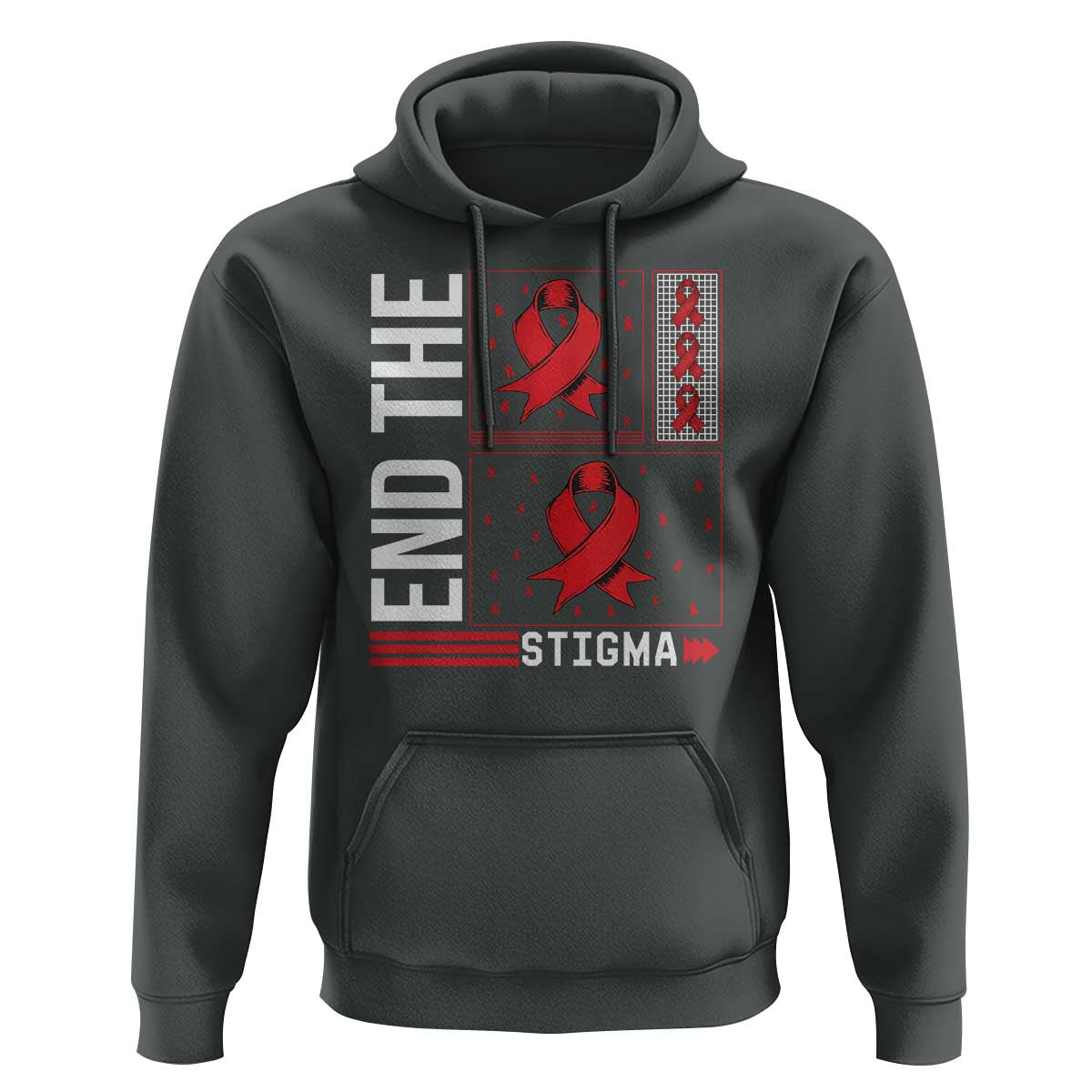 End The Stigma HIV Awareness Hoodie Red Ribbon Gift - Wonder Print Shop