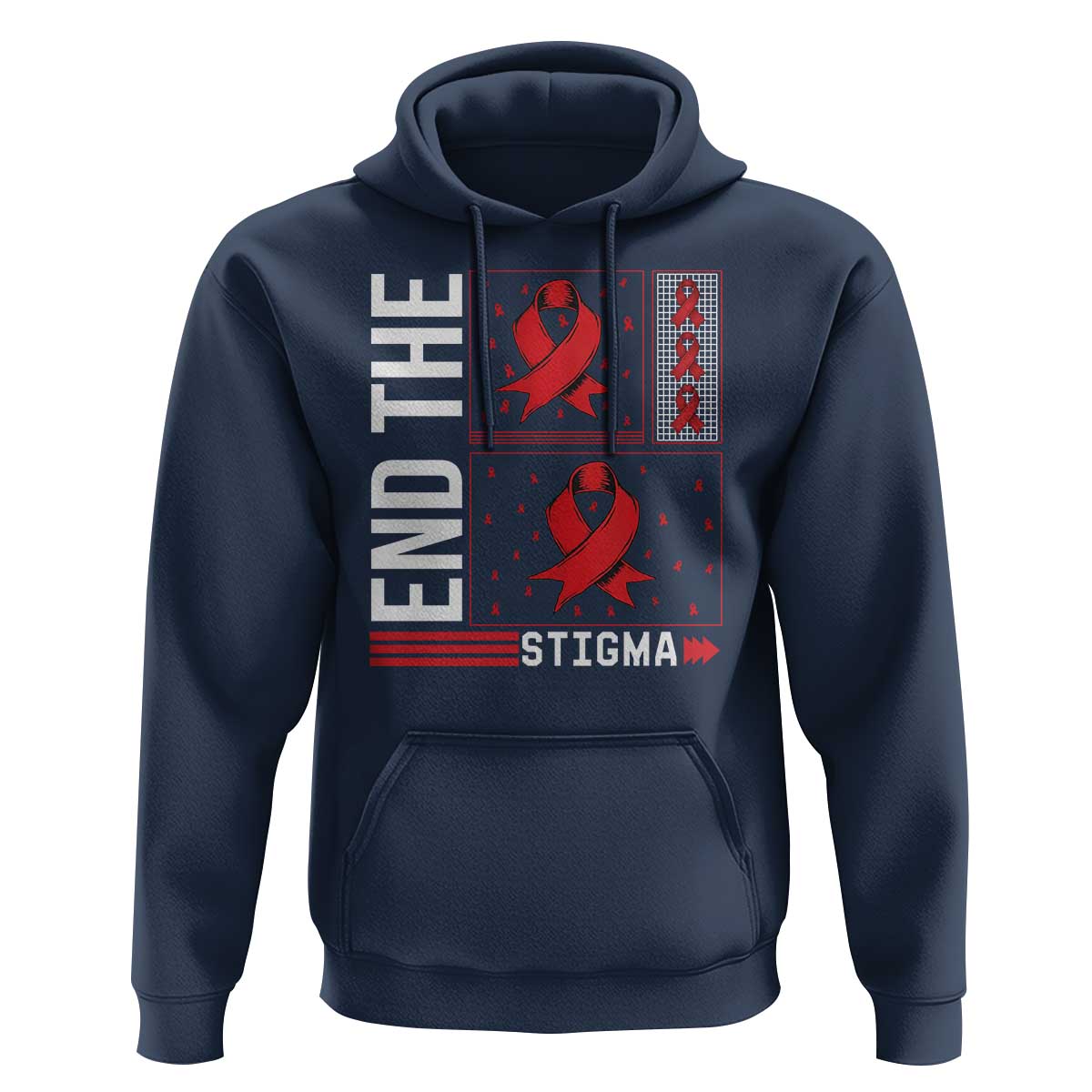 End The Stigma HIV Awareness Hoodie Red Ribbon Gift - Wonder Print Shop