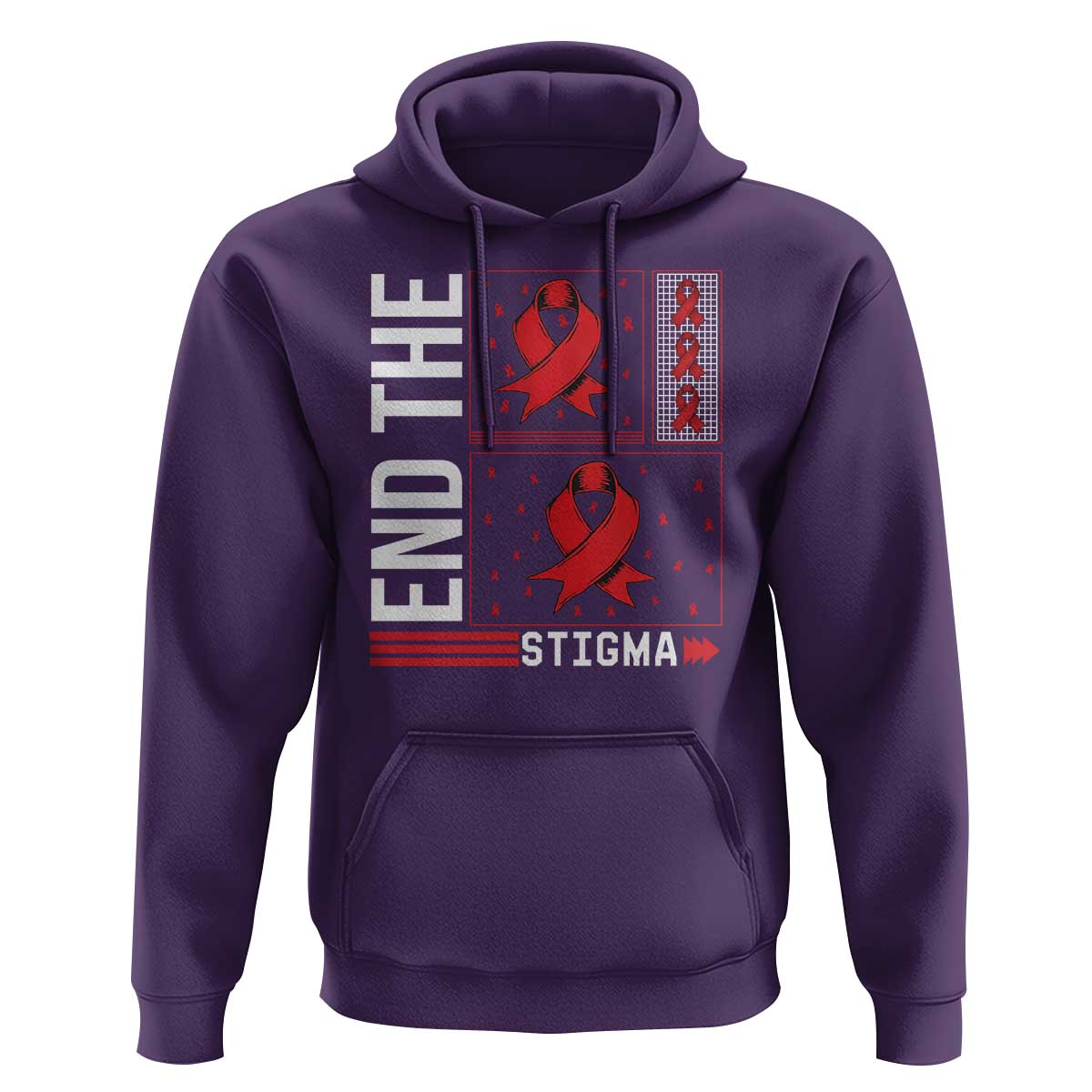 End The Stigma HIV Awareness Hoodie Red Ribbon Gift - Wonder Print Shop