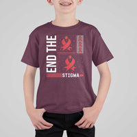 End The Stigma HIV Awareness T Shirt For Kid Red Ribbon Gift - Wonder Print Shop